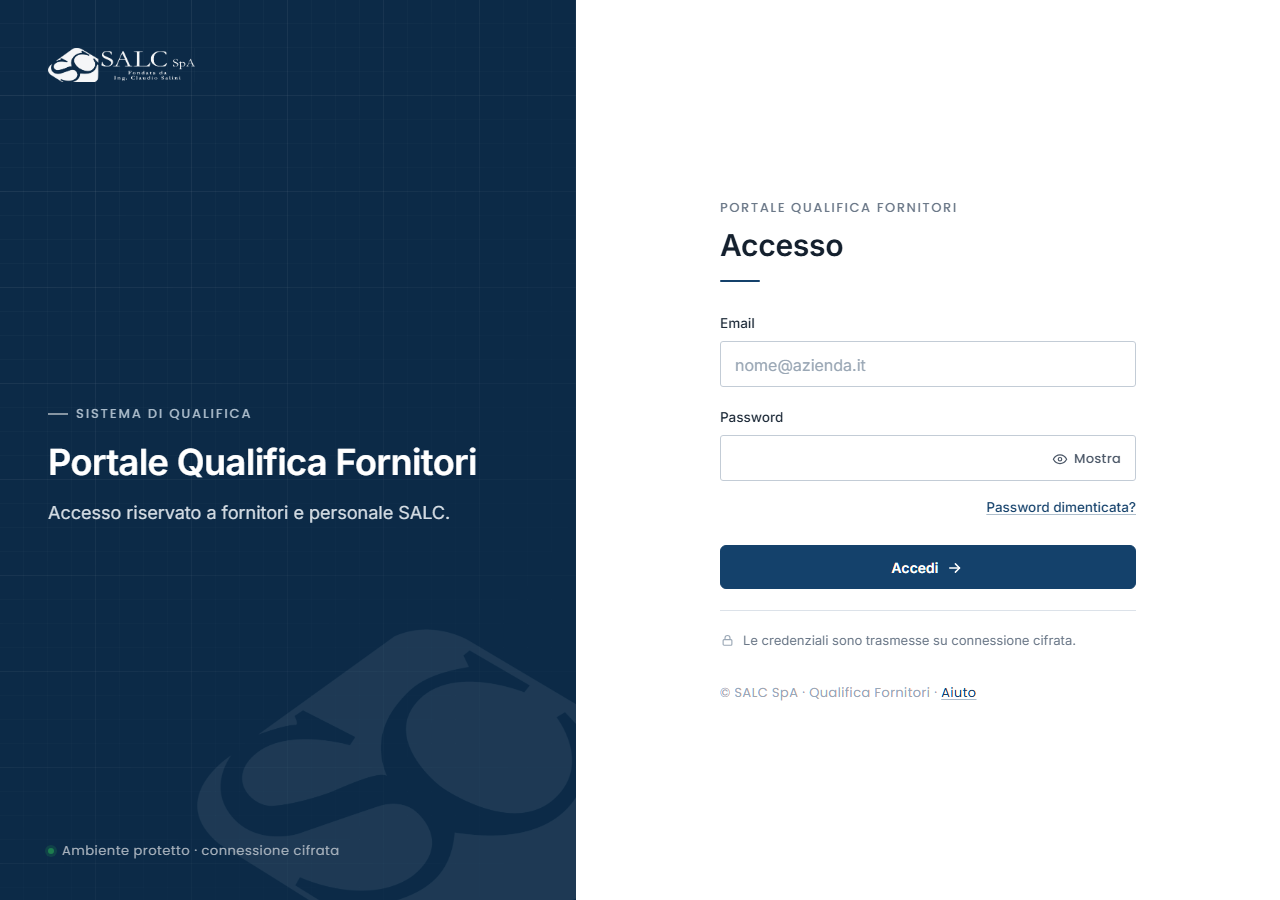 La pagina di accesso al portale