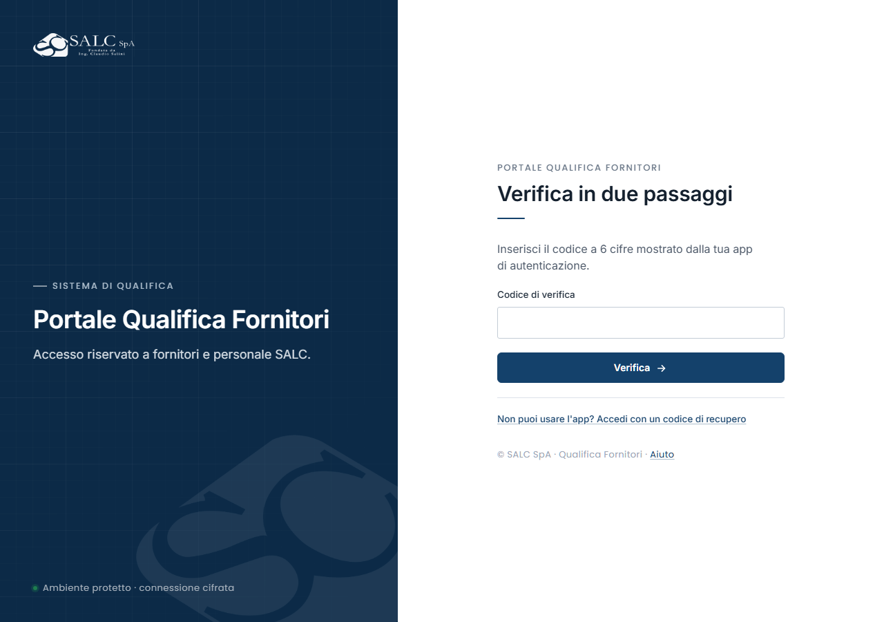 La schermata della verifica in due passaggi